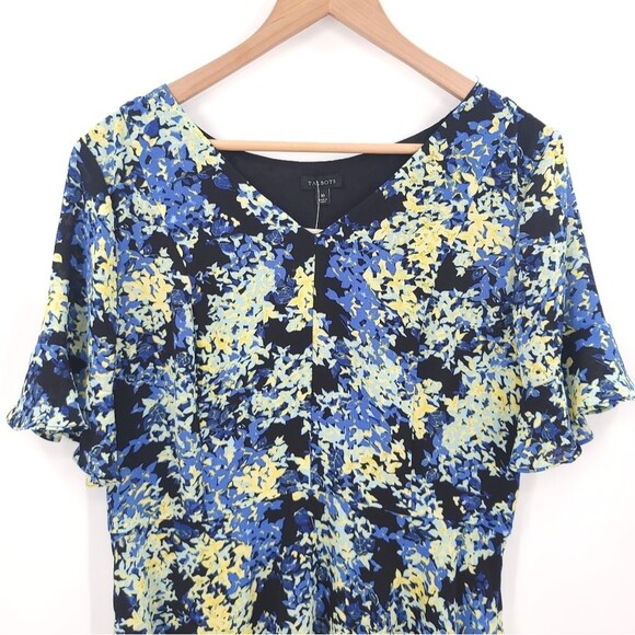 Talbots Chiffon Floral Dress Ruffle Sleeve A-Line Easter Party Womens 10 NWT - Picture 5 of 16